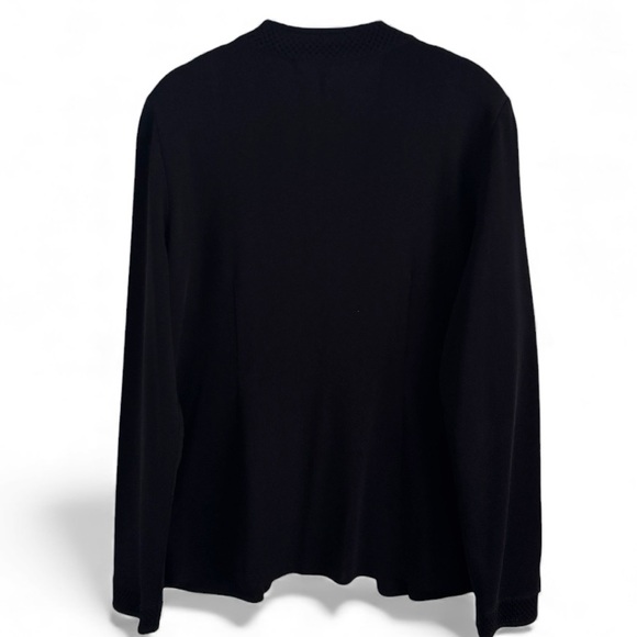 EXCLUSIVELY MISOOK BLACK SILVER FAUX SNAP SWEATER JACKET CARDIGAN SZ M - Picture 4 of 4